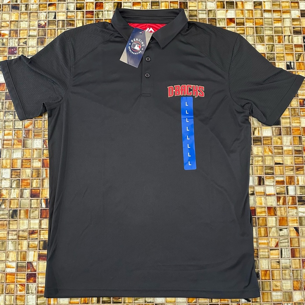 NWT Arizona Diamondbacks Majestic Men’s Short Sleeve Polo~Large~Black
